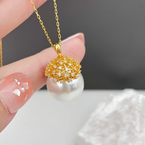 31174DIY Accesorios de Perlas, Colgante de Plata de Ley S925 con Cuentas Redondas de 13-18 mm, Base Vacía para Colgante de Oro y Plata - Product Image 1