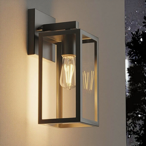 Modern Black Outdoor Wall Lamp Square Aluminum Alloy LED Warm White 2700K Tempered Glass Diffuser Water Proof Garden <b>Lighting</b> - Product Image 3