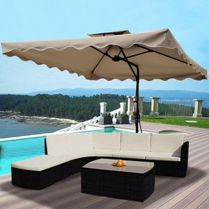 Ombrellone da Giardino Decentralizzato 250x250x230 Cm con Apertura a Leva, Base a Croce, Struttura Impermeabile, Riparo Solare - Product Image 6