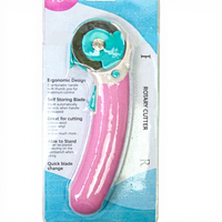 Cutter rotatif de 45 mm pour tissu, cuir, feutre, outil ergonomique de couture et de matelassage avec lame auto-rétractable et changement rapide de lame