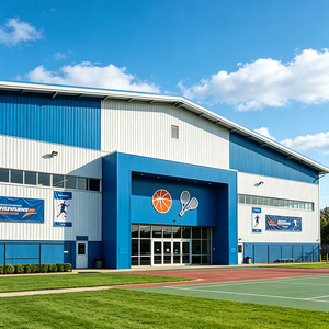 Structure en acier multi-usages pour gymnase, stade de football, résistante à la corrosion, préfabriquée, vente en gros de charpentes de bâtiment - Product Image 1