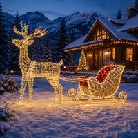 Grande traîneau de Noël en fer forgé avec motif renne pour l'aménagement paysager de jardin, IP65