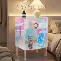 Table de Chevet Moderne en Acrylique en Gros, Petite Table d'Appoint pour Hôpital, Appartement, Salle de Bain, Chambre - Couleur et Taille Personnalisables, Convertible
