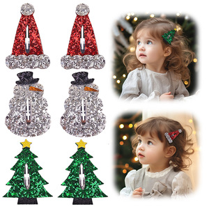 Nuovo Halloween natale accessori per capelli per ragazze pipistrello di zucca cappello magico albero di natale pupazzo di neve cappello BB Glitter festa fermaglio per capelli - Product Image 1