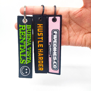 Nhà Máy Tùy Chỉnh Xe Máy Xe Anime Dệt Thêu Móc Chìa Khóa <span class=keywords><strong>Tag</strong></span> Vải Thêu Móc Khóa - Product Image 4