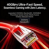 Kabel Ethernet konduktor 8 CAT8 tembaga murni 40Gbps 2000MHz kabel jaringan