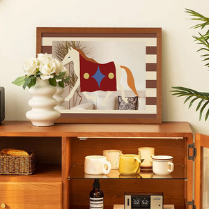 ภาพตกแต่งลายม้าโพนี่ Star Language ดีไซน์เรียบง่ายสไตล์ Bauhaus บนผ้าใบเรซิ่นและกระจก สำหรับห้องเด็ก - Product Image 2