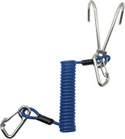 Crochet de plongée en acier inoxydable avec cordon à ressort en TPU et double mousquetons – Attache de sécurité marine pour la plongée en dérive et en grotte