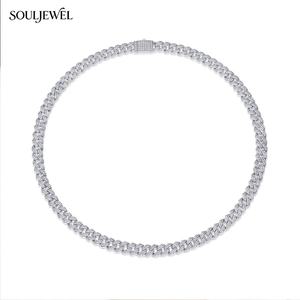 Souljewel - Cadena Cubana de Moissanita de 10 mm, Collar Personalizado Estilo Hip Hop, Plata 925, Diamante VVS, Cadena Cubana de Moissanita - Product Image 1