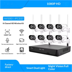 كاميرا مراقبة 8 قنوات بدقة 1080P مع نظام NVRS واي فاي عالي الدقة وتخزين على القرص الصلب وصوت ثنائي الاتجاه وكشف الحركة - Product Image 1