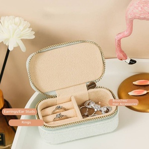 Mini Jewelry Box Private Label Travel Portable Ring <b>Earring</b> Jewelry Velvet Storage Organizer Box Jewelry Storage <b>Case</b> Bag - Product Image 4