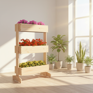 Jardinière Verticale Carrée à 3 Niveaux, 3 Boîtes à Fleurs <span class=keywords><strong>en</strong></span> <span class=keywords><strong>Bois</strong></span>, Autoportante, Écologique, Durable, pour Jardin Intérieur ou Extérieur - Product Image 6