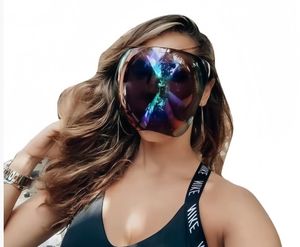 Masker wajah bersepeda profesional perlindungan UV penuh pelindung matahari HD anti-kabut lensa tersedia bingkai sampanye putih merah muda - Product Image 2