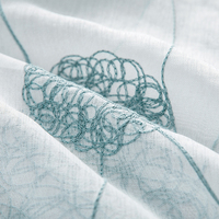 Rideaux Transparents Modernes Brodés en Tulle Blanc Voile Floral avec Œillets pour Chambre à Coucher, Salon et Fenêtre