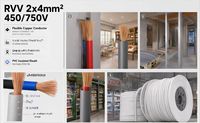 Câble souple en PVC avec conducteur en cuivre RVV 450/750V 2x4mm² gaine isolée pour câblage intérieur domestique et industriel
