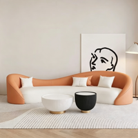 Ensemble de canapés en cuir courbé, canapé sectionnel moderne de luxe en forme d'arc pour salon, maison, hôtel, hall d'entrée