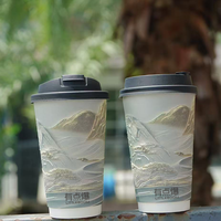 Gobelets en papier mousse 3D personnalisés à double paroi pour café, thé, boissons jetables avec couvercles, emballage pour service alimentaire