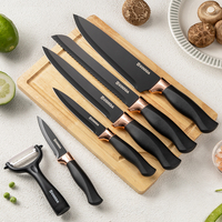 Ensemble de couteaux de cuisine élégant GOODA en acier inoxydable 6 pièces, manche en PP, design ambidextre, durable, emballage magnétique durable