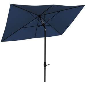 Parasol de terrasse rectangulaire bleu 6,5 x 10 avec manivelle inclinable pour jardin et terrasse - Product Image 1