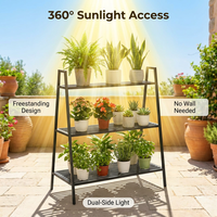 Support de plantes en métal à 3 niveaux en gros, conception KD, logo personnalisé, support de présentation de fleurs de jardin compatible OEM