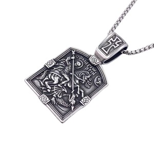 Stainless Steel Cross Pendant Knight Design Men's <b>Necklace</b> Themed Fashion Jewelry Gift - Product Image 5