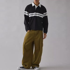 <span class=keywords><strong>Polo</strong></span> de <span class=keywords><strong>rugby</strong></span> vintage pour homme de haute qualité, coupe décontractée, design à rayures contrastées, <span class=keywords><strong>polo</strong></span> rétro épais - Product Image 5