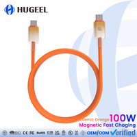 Câble magnétique Type-C 100W, câbles de données USB-C en silicone tressé 48 brins, kit de câbles de charge rapide PD240W portables pour téléphone, ordinateur portable, tablette