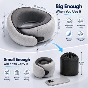Oreiller de voyage personnalisé pour le cou, avec impression sur mesure, soutien cervical, pour avion, en mousse à mémoire de forme réglable - Product Image 6