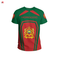 NUOXIN Vente en gros Impression numérique personnalisée T-shirt en polyester avec drapeau du Maroc en 3D pour le match de football 2026