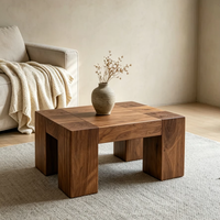Table basse en bois massif style Wabi-sabi avec rangement, tabouret en bois naturel, design vintage pour salon, style japonais Tatami