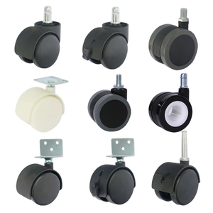 50mm langlebiges graues <span class=keywords><strong>Nylon</strong></span>-Kugellager rad Schwarzer Kern Schwenkbarer Gewindes tiel Statische Doppelrad-Möbel-Lenkräder - Product Image 2