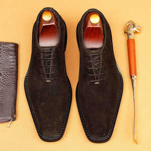 Zapatos Oxford de Vestir para Hombre, Negros, de Ante Sintético, con Punta en Pico, con Cordones, Color Sólido, Formales, para Todas las Temporadas, Suela de Goma, Envío Directo - Product Image 4