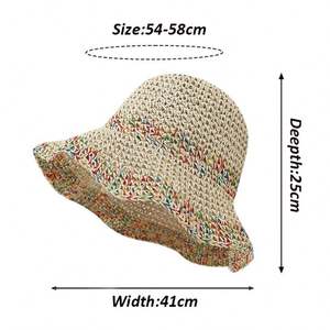 Chapeau de paille souple à large bord pour les vacances 2024, casquette de soleil d'été pour la plage, chapeau bob pliable en papier souple, chapeaux d'été pour femmes - Product Image 3