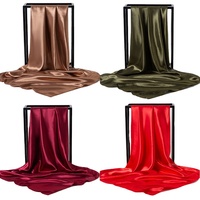 100% Polyester solide noir blanc rouge violet carré écharpe sérigraphie en soie pour les femmes-printemps vêtements quotidiens et accessoire de mode