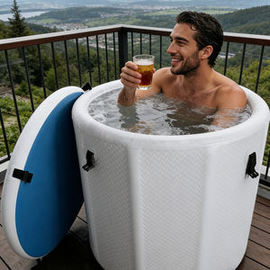 Baignoire à glace gonflable portable <span class=keywords><strong>en</strong></span> PVC pour l'<span class=keywords><strong>extérieur</strong></span>, pour les athlètes de la salle de sport, récupération par immersion froide, 80x100cm, 95 gallons, utilisation <span class=keywords><strong>en</strong></span> <span class=keywords><strong>spa</strong></span> de massage - Product Image 2