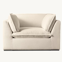 Amerikanisches RH-Style Modernes Holzrahmen-Sofa-Set mit Schwammfüllung und Stoffbezug, Costera 2-Sitzer Chesterfield Luxus Gebogenes Wohnzimmer-Sofa