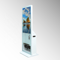 Kiosque à polissage de chaussures autoportant de 55 pouces avec chargeur de téléphone, lecteur publicitaire LCD commercial pour affichage numérique