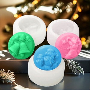 Christmas Silicone Mold Round Bell Stocking Santa Relief Cake Baking Mold 3 Pieces - Product Image 1