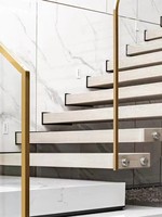 Escalier Flottant Personnalisé Luxe Léger Tendance Internet, Escalier de Villa Intérieur en Acier et Bois, Suspension en Acier