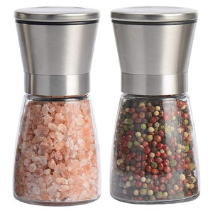 Moulin à poivre et sel de l'Himalaya manuel en verre argenté écologique 160 ml - Product Image 1