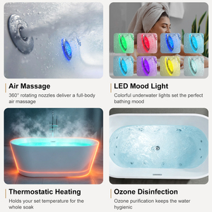 Baignoire Spa <span class=keywords><strong>Hydro</strong></span>-Massage Moderne pour Intérieur avec Fonction Jacuzzi et Massage à Bulles d'Air à Micro-Orifices - Product Image 4