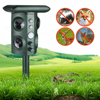 Répulsif Solaire Ultrasonique pour Oiseaux et Animaux, 360 Degrés, Personnalisé, Résistant aux Intempéries, 4 Haut-parleurs, pour Jardin