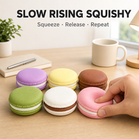 Jouet Squishy Macaron à Remontée Lente, Coque Ronde Imprimée Motif Crème, Mignon, Anti-Stress, Décoration de Bureau, Cadeau