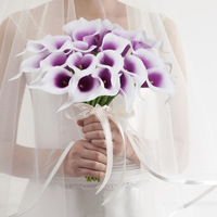 Lys Calla en PU, Lys Calla Violet Texturé, Mini Lys Calla, Ornement Décoratif, Fleurs Artificielles Réalistes, Bouquet de Mariée