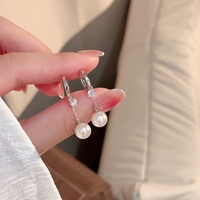 Anting Hoop Minimalis Mewah Ringan EK622 untuk Wanita, Tiang Perak 925, Anting Gantung Serbaguna, Gaya Baru Populer