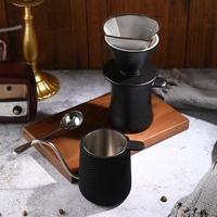 Ensemble de café et de thé à infuser à la main, écologique, noir, classique, 350 ml, en céramique, avec filtre en acier inoxydable, pour la maison, ensemble cadeau