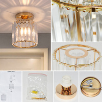 Plafonnier moderne en cristal doré pour couloir intérieur avec douille E27, max 40W, certifié CE, éclairage de couloir