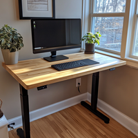 Bureau debout en bois massif avec 2 moteurs réglable en hauteur pour meubles de bureau à domicile finition UV couleur naturelle