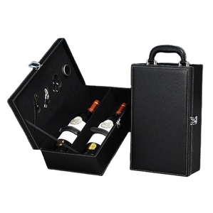 Caja de Vino Personalizada / Caja de Embalaje de Vino Tinto Elegante y Moderna de Madera y Cuero - Product Image 4