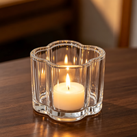 Nouveau design – Pot à bougie en verre transparent côtelé en forme de fleur, 315 ml, 430 ml, 600 ml, vide, pour cadeaux de mariage et décoration intérieure